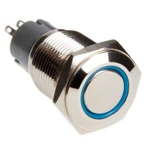 RS-2P16MM-LEDB - 16mm Flush Mount Pre-Wired LED 2-Position Switch (Blue) (Each)- Chrome Finish