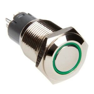 RS-2P16MM-LEDG - 16mm Flush Mount Pre-Wired LED 2-Position Switch (Green) (Each) - Chrome Finish