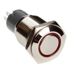 RS-2P16MM-LEDR - 16mm Flush Mount Pre-Wired LED 2-Position Switch (Red) (Each) - Chrome Finish