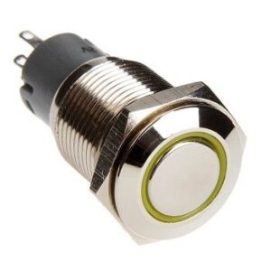 RS-2P16MM-LEDY - 16mm Flush Mount Pre-Wired LED 2-Position Switch (Yellow) (Each) - Chrome Finish