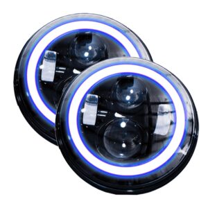 RS-7LEDHLP-HALOWB-PR - (2) 7in LED Conversion Lenses 4x10W w/ Halo - Plug-&-Play H4H/L (Black)