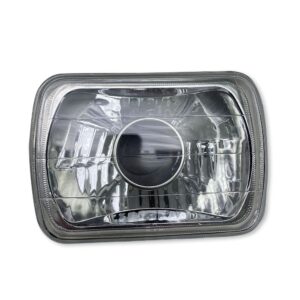 RS-7X6PDC - 7x6in Rectangle Diamond Cut Lens with Domed Center Projector Aim holds H4 Bulb