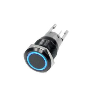 RS-B16MM-LEDB - 16mm Flush Mount Pre-Wired LED 2-Position On/Off Switch (Blue) (Each) - Black Finish