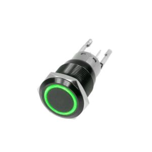 RS-B16MM-LEDG - 16mm Flush Mount Pre-Wired LED 2-Position On/Off Switch (Green) (Each) - Black Finish