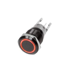 RS-B16MM-LEDR - 16mm Flush Mount Pre-Wired LED 2 Position On/Off Switch (Red) (Each) - Black Finish