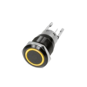 RS-B16MM-LEDY - 16mm Flush Mount Pre-Wired LED 2-Position On/Off Switch (Yellow) (Each) - Black Finish