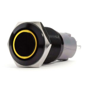 RS-B19MM-LEDY - 19mm Flush Mount Pre-Wired LED 2-Position On/Off Switch (Yellow) (Each) - Black Finish