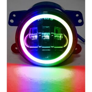 RS162RGB - ColorSMART 4in White LED Fog Light w/ Bluetooth RGB Halo - Jeep JK, CJ, TJ