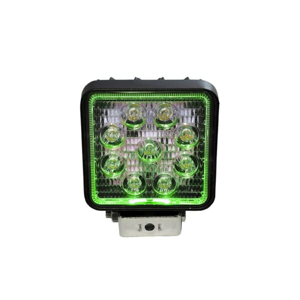 RS27W4G - 4in 27W Square LED Spot Light w/ Green Halo