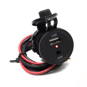 RS50892 - Round Socket-Sized USB/Auxiliary Input w/ Red LED Indicator