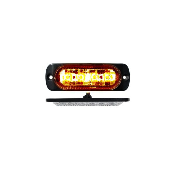 RS70014A - 4-LED Ultra Slim Flush Mount 19-Flash Pattern Strobe Marker (Amber)