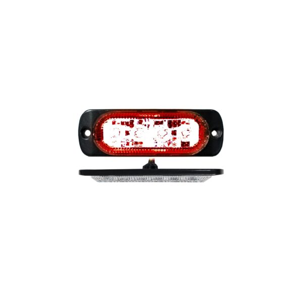 RS70014R - 4-LED Ultra Slim Flush Mount 19-Flash Pattern Strobe Marker (Red)