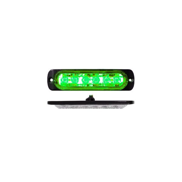 RS70016G - 6-LED Ultra Slim Flush Mount 19-Flash Pattern Strobe Marker (Green)