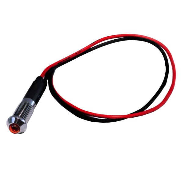 RS8MMR-W - 8mm Flush Mount LED Indicator Light w/ Wiring (Red)