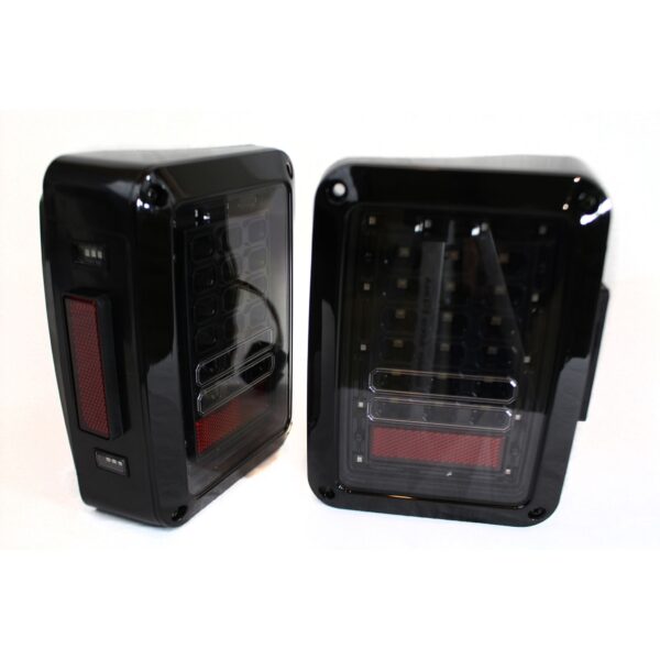 RSJ10SLT - (2) Jeep JK 8W/250LM LED Smoked Lens Black Taillight Replacements w/ Resistors