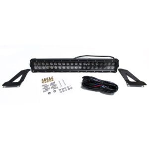 RSJK120G - 07-17 Jeep JK Wrangler Grille (1) 120W Dual Row BLACKED OUT LED Light Bar Kit