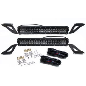 RSJK240G - 07-17 Jeep JK Wrangler Grille (2) 120W Dual Row BLACKED OUT LED Light Bar Kit