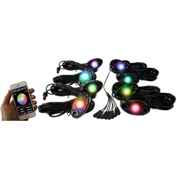 RSLD8KITCS - ColorSMART 8-Pod LED Rock Light Kit (RGB Multi-Color w/ Black Housings)