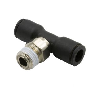AIR LINE TEE, 1/4in OD QUICK DISCONNECT TO 1/8in NPT, NICKEL PLATED BRASS