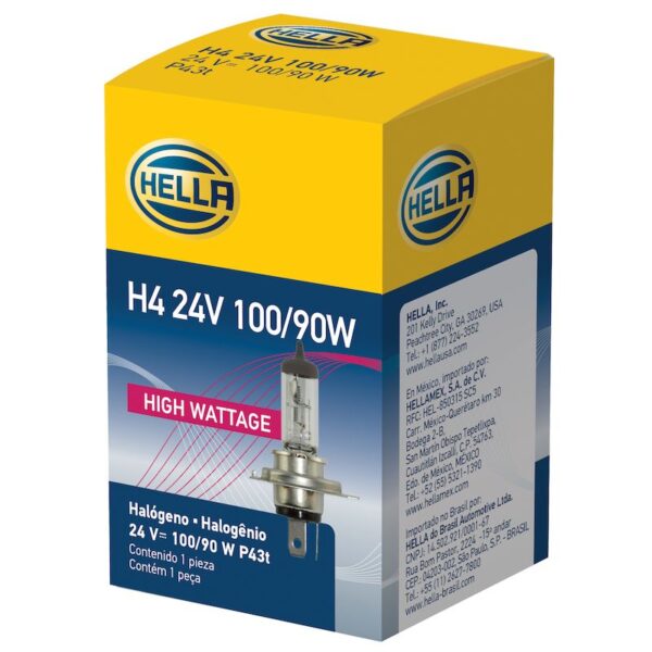 HELLA H4 24V 100/90W High Wattage Series Halogen Light Bulb