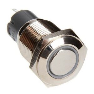 RS-16MM-LEDW - 16mm Flush Mount Pre-Wired LED Momentary Switch (White) (Each) - Chrome Finish