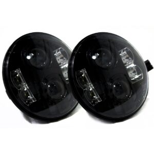 RS-7LED8X10HL-PRB - (2) 7in LED Conversion Lenses 8x10W - Plug-&-Play H4H/L & H13H/L Adapter (Black)