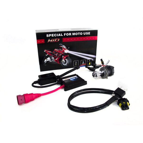 RS-H4-12K-DB-MOTO - H4 12K Dual Beam Motorcycle Headlight Kit for Single Headlights