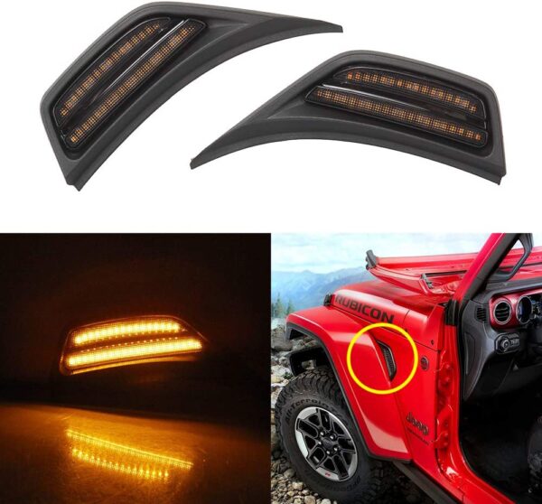 RSJLFDL - Jeep Wrangler JL Smoked Fender Marker LED Light (Amber) (Pair)