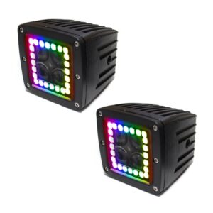 RSRGB12A - ColorADAPT Halo 3x3in Cube Light w/ RGB Multi-Color Functions (Pair)