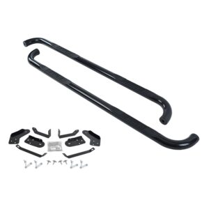 Big Country Truck Accessories 370201 - 3" Round Classic Side Bars With Mounting Bracket Kit  - Black Powdercoat