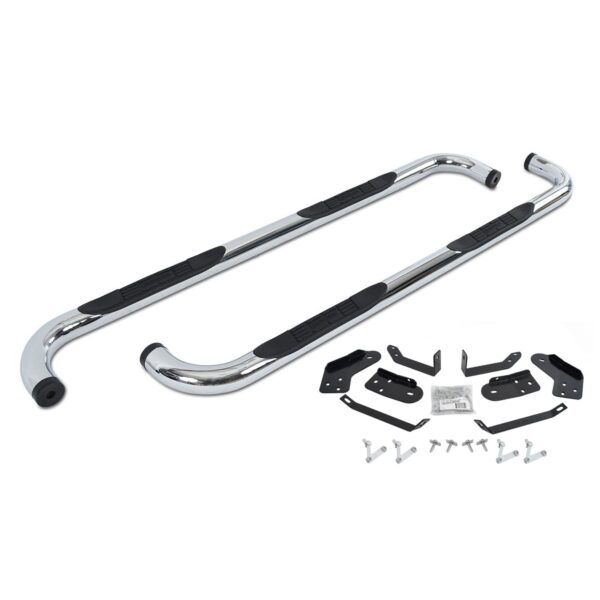 Big Country Truck Accessories 370204 - 3" Round Classic Side Bars With Mounting Bracket Kit - Polished Stainless Steel