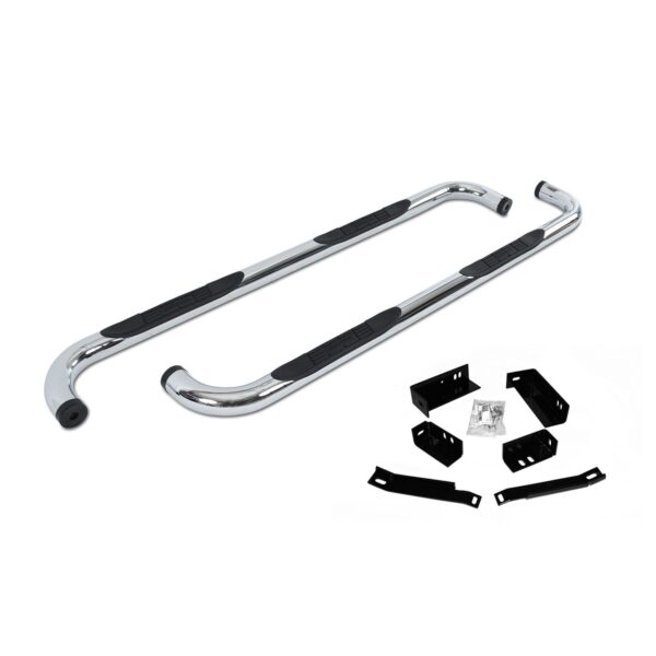 Big Country Truck Accessories 372763 - 3" Round Classic Side Bars With Mounting Bracket Kit  - Chrome