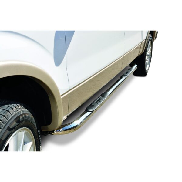 Big Country Truck Accessories 372444 - 3" Round Classic Side Steps - Complete Kit with Brackets - Polished Stainless Steel