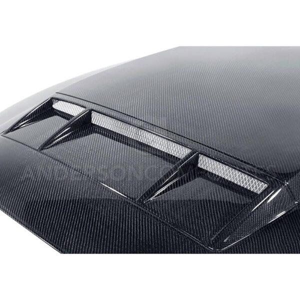 Anderson Composites, AC-HD1011FDMU-TS, Type-TS ram air carbon fiber hood for 2010-2014 Shelby GT500 and 2013-2014 Ford Mustang