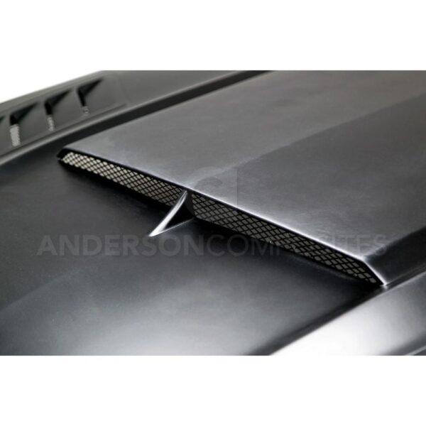 Anderson Composites, AC-HD15FDMU-AB-GF, Ram air fiberglass hood for 2015-2017 Ford Mustang