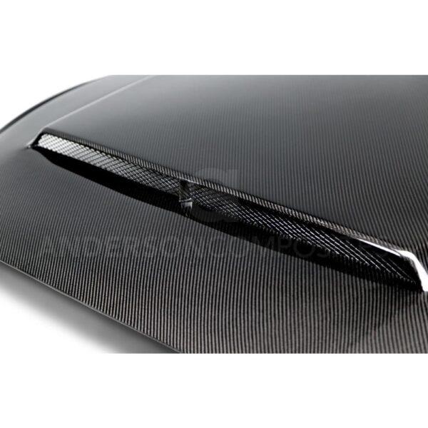 Anderson Composites, AC-HD15FDMU-SN-DS, Type-SN double sided carbon fiber hood for 2015-2017 Ford Mustang