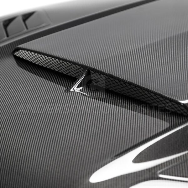 Anderson Composites, AC-HD18FDMU-AB-DS, Type-AB ram air double sided carbon fiber hood for 2018-2020 Ford Mustang