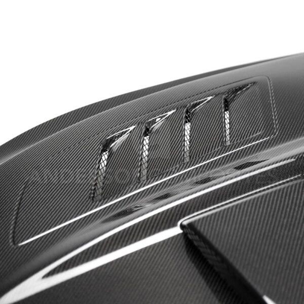 Anderson Composites, AC-HD18FDMU-AB-DS, Type-AB ram air double sided carbon fiber hood for 2018-2020 Ford Mustang