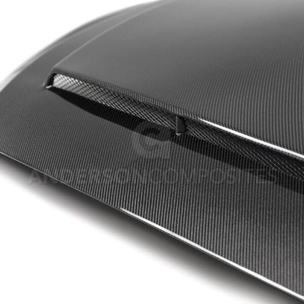 Anderson Composites, AC-HD18FDMU-SN-DS, Type-SN double sided carbon fiber hood for 2018-2020 Ford Mustang