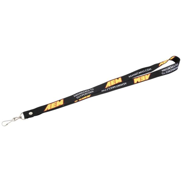 AEM AEM-01-901 Lanyard, BLK 3/4" X 36", w/Swivel Clip, Red/Yellow AEM Logo