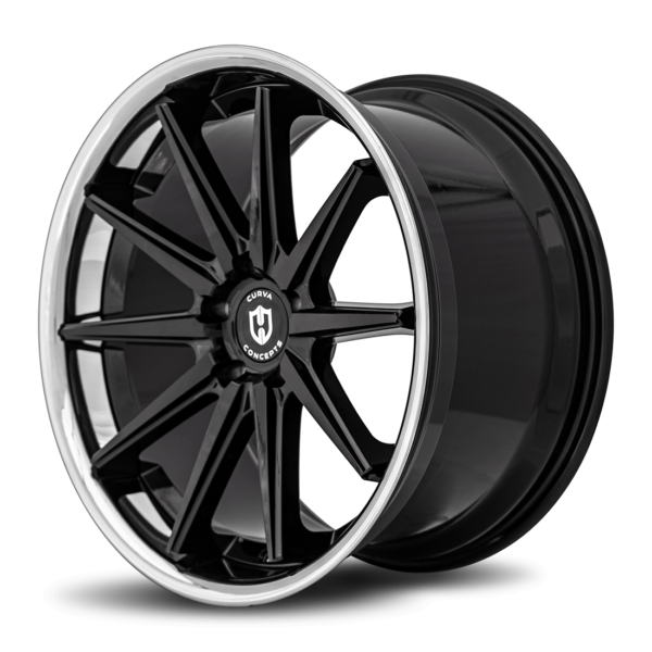 C24 20x10.5 5x114.3 35 73.1 Gloss Black Stainless Chrome Lip