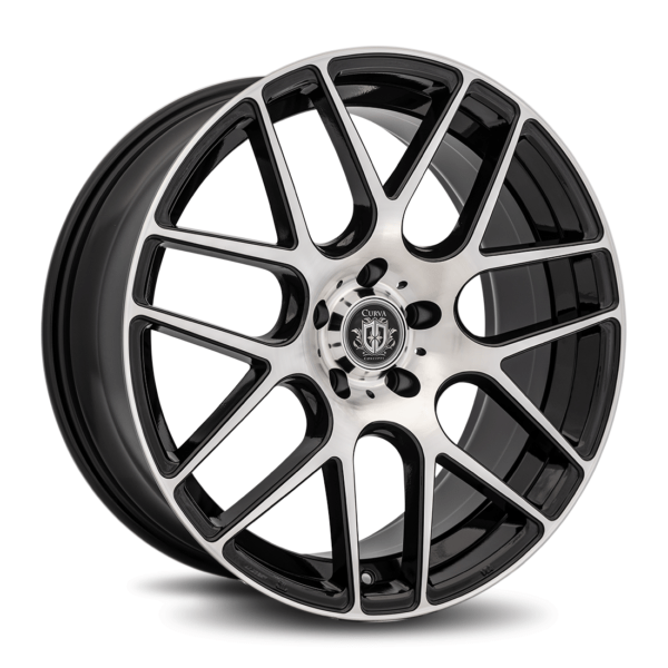 C7 20x8.5 5x112 35 66.56 Gloss Black Machine Face