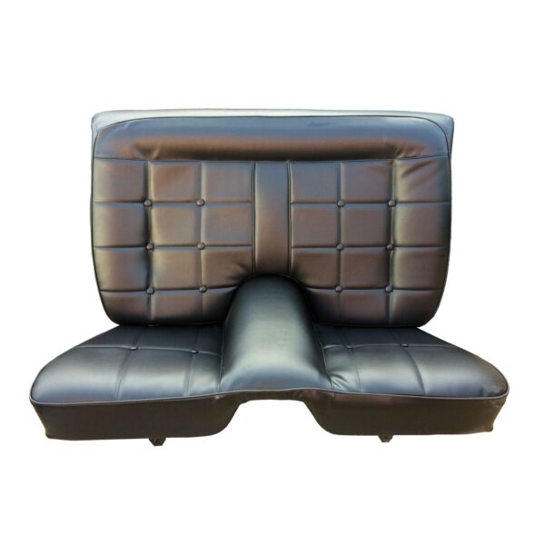 Front Buckets and Rear Bench Seat Upholstery, Square Pattern with Seat Straps