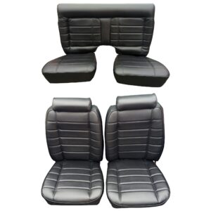 Front Buckets and Split Rear Bench Seat Upholstery, Horizontal Pleats