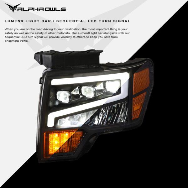 Alpha Owls 2009-2014 Ford F-150 Tri-Pro Series LED Projector Headlights