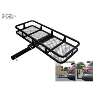 Armordillo 2in. Hitch Cargo Carrier - 500 Lbs.- 20X48 Basket Style Fold Up - Black Accessories Black Trailer Hitches