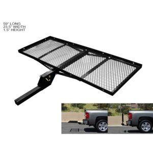 Armordillo 2in. Hitch Cargo Carrier - 300 Lbs.- 23X59 Tray-Style Fold Up - Black Accessories Black Trailer Hitches