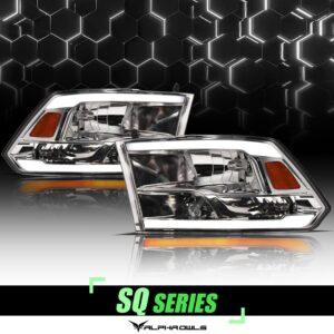 Alpha Owls 2009-2010 Ram 1500 SQ Series Headlights (Crystal Headlights Chrome housing w/ Sequential Signal/LumenX Light Bar)