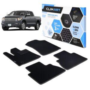 CLIM ART Honeycomb Custom Fit Floor Mats for Toyota Tundra 2014-2021 CrewMax, 1&2 Row, Car Mats Floor Liner, All-Weather, Car Accessories for Man & Woman, Black/Black - FL011214066