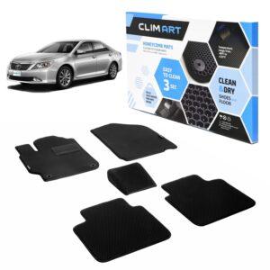 CLIM ART Honeycomb Custom Fit Floor Mats for Toyota Camry 2015-2017, 1st & 2nd Row, Car Floor Liner, Allweather, Car Accessories, Tapetes Para Autos, Black/Black -FL011311023